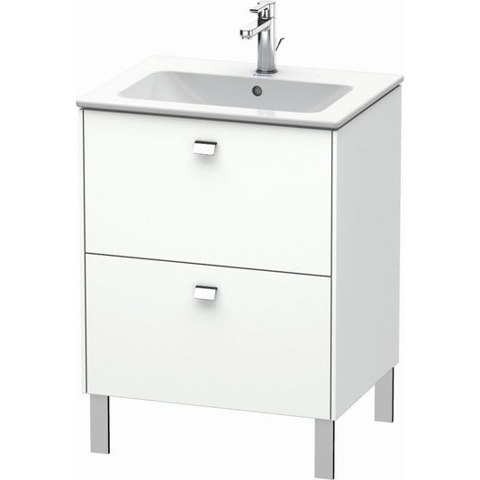 Duravit Brioso 24" x 27" x 19" Two Drawer Floor Standing Vanity Unit in White Matt and Chrome Handle