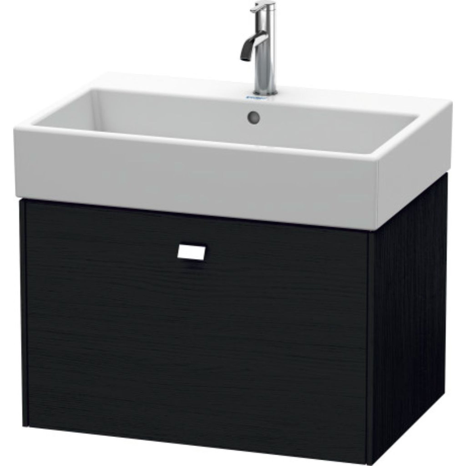 Duravit Brioso 27" x 17" x 18" One Drawer Wall-Mount Vanity Unit in Black Oak and Chrome Handle