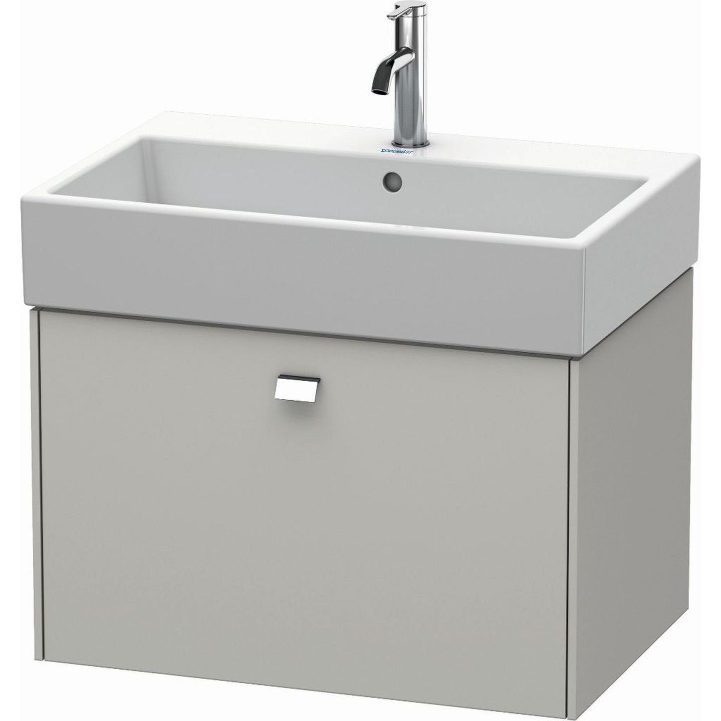 Duravit Brioso 27" x 17" x 18" One Drawer Wall-Mount Vanity Unit in Concrete Grey Matt and Chrome Handle
