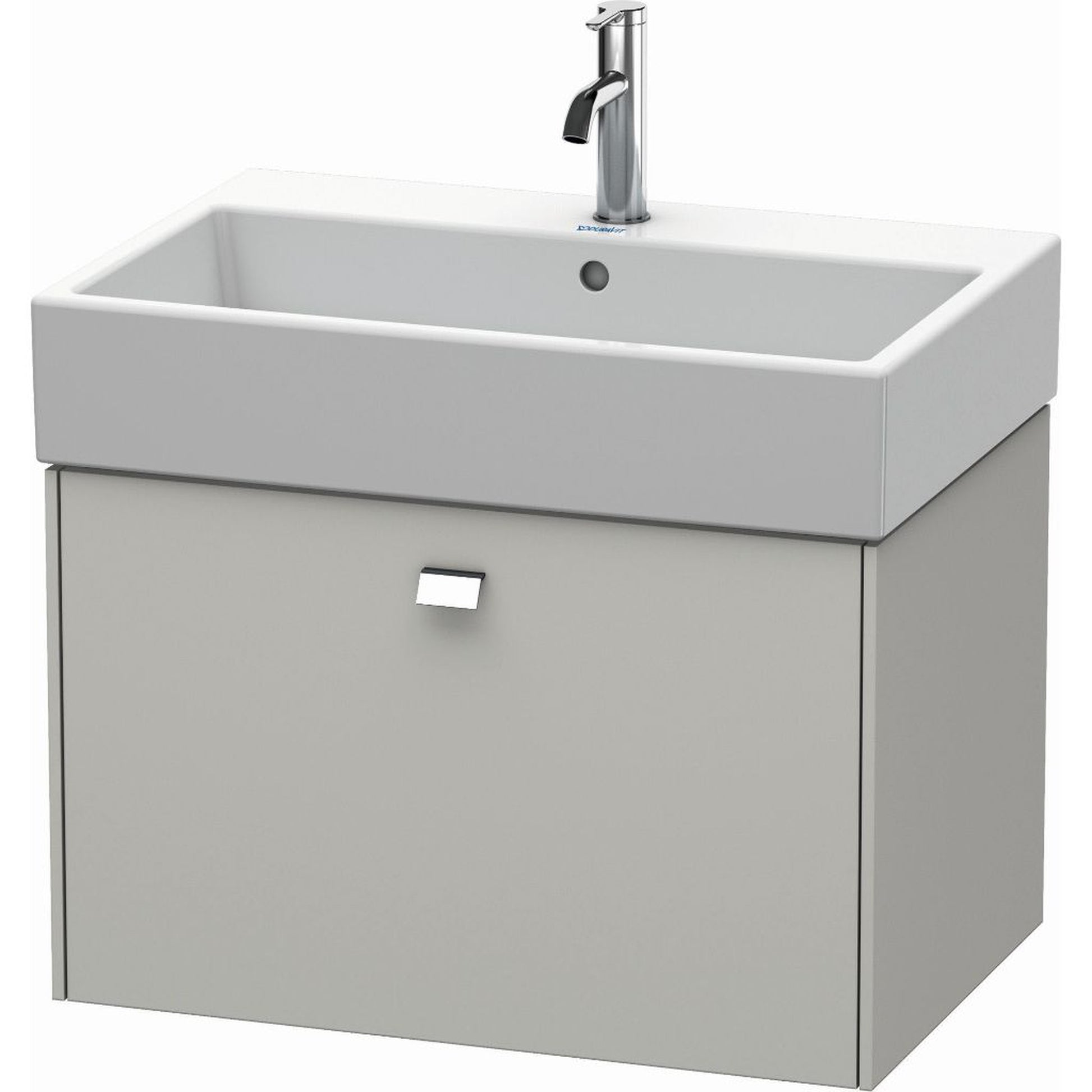 Duravit Brioso 27" x 17" x 18" One Drawer Wall-Mount Vanity Unit in Concrete Grey Matt and Chrome Handle