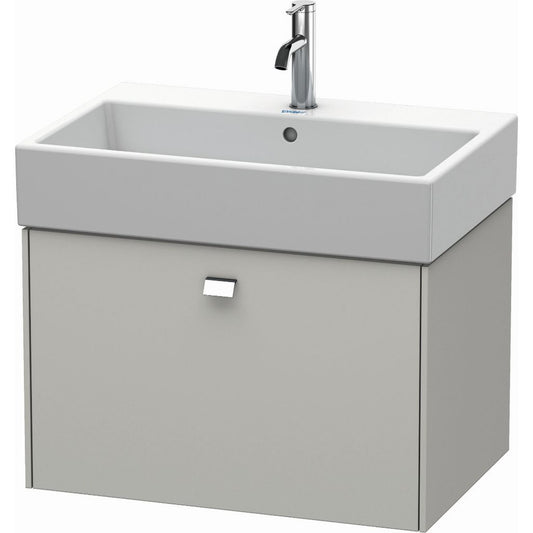 Duravit Brioso 27" x 17" x 18" One Drawer Wall-Mount Vanity Unit in Concrete Grey Matt and Chrome Handle