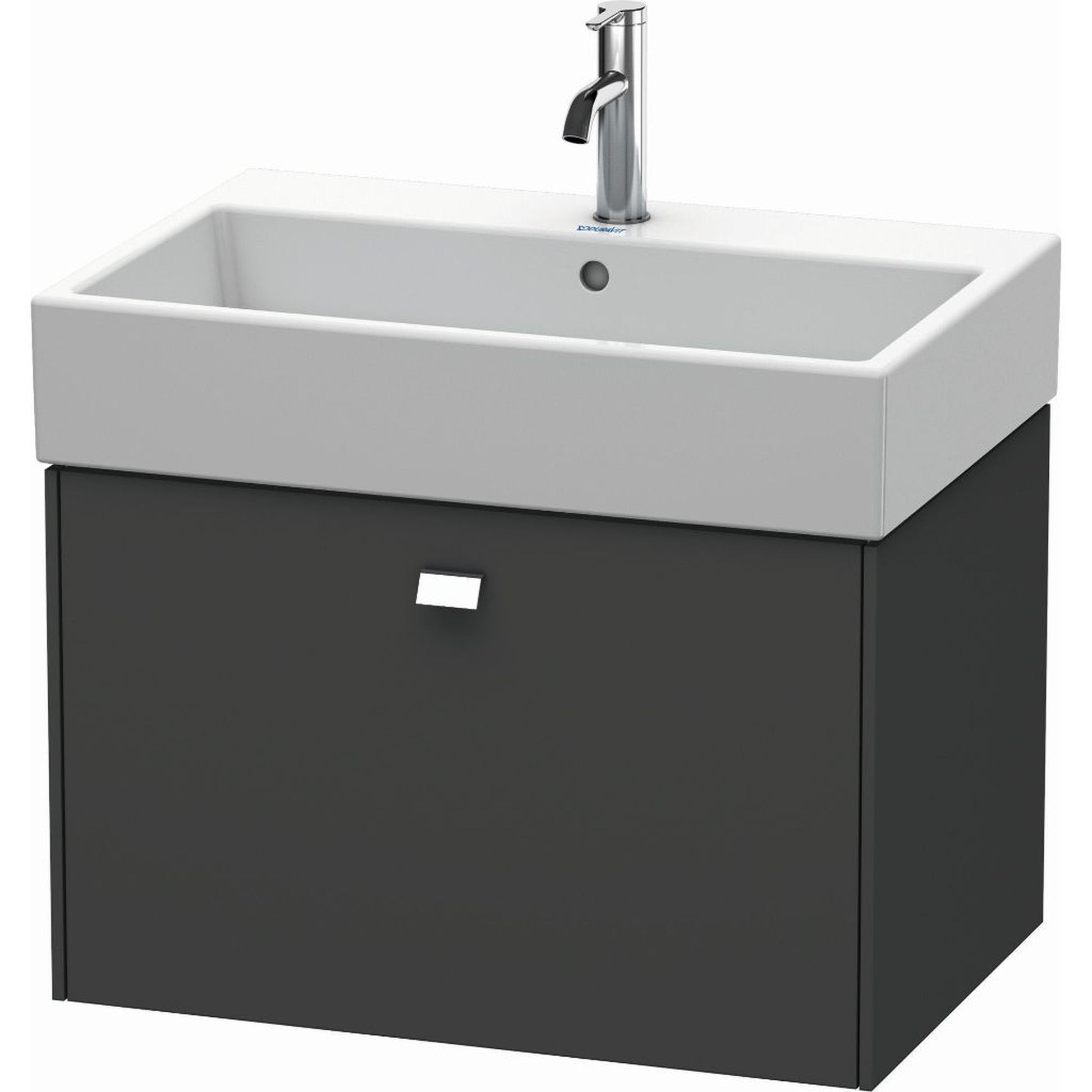 Duravit Brioso 27" x 17" x 18" One Drawer Wall-Mount Vanity Unit in Graphite Matt and Chrome Handle