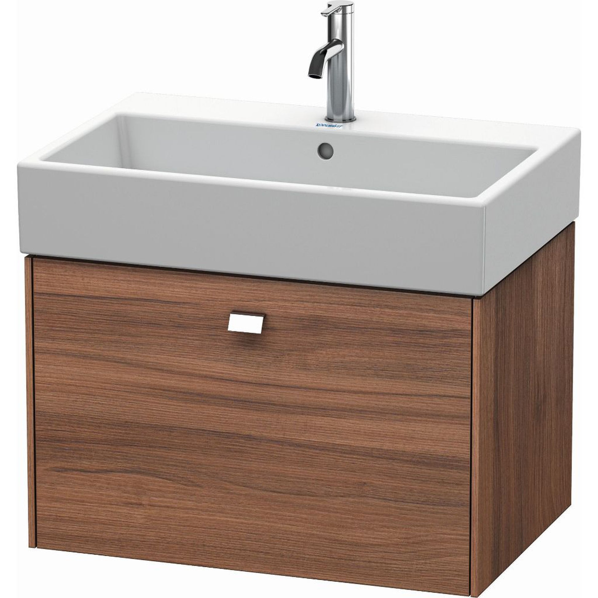 Duravit Brioso 27" x 17" x 18" One Drawer Wall-Mount Vanity Unit in Natural Walnut and Chrome Handle