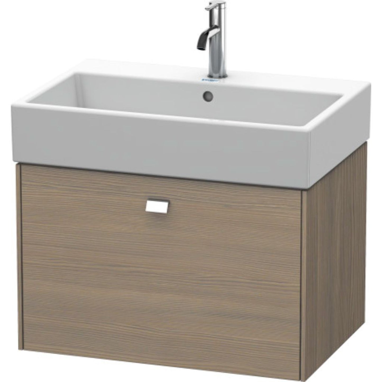 Duravit Brioso 27" x 17" x 18" One Drawer Wall-Mount Vanity Unit in Oak Terra and Chrome Handle
