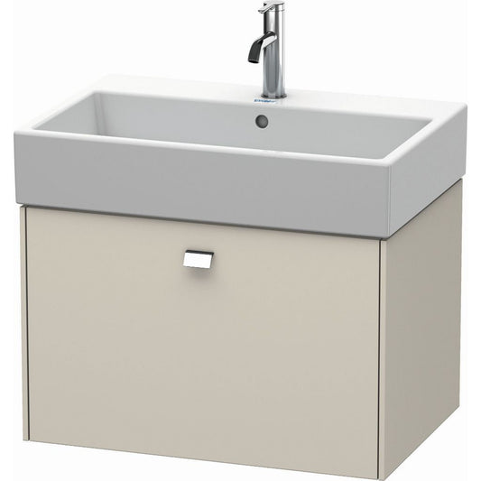 Duravit Brioso 27" x 17" x 18" One Drawer Wall-Mount Vanity Unit in Taupe and Chrome Handle