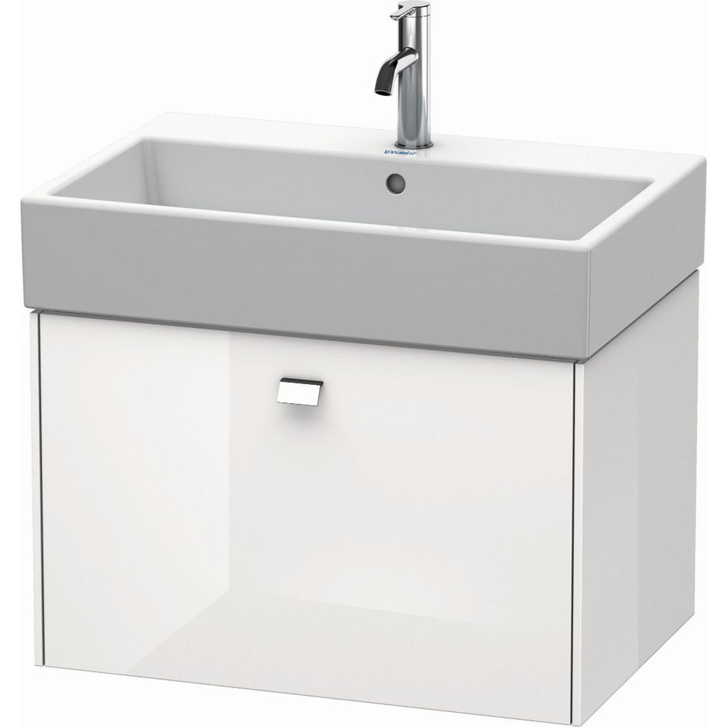 Duravit Brioso 27" x 17" x 18" One Drawer Wall-Mount Vanity Unit in White High Gloss and Chrome Handle