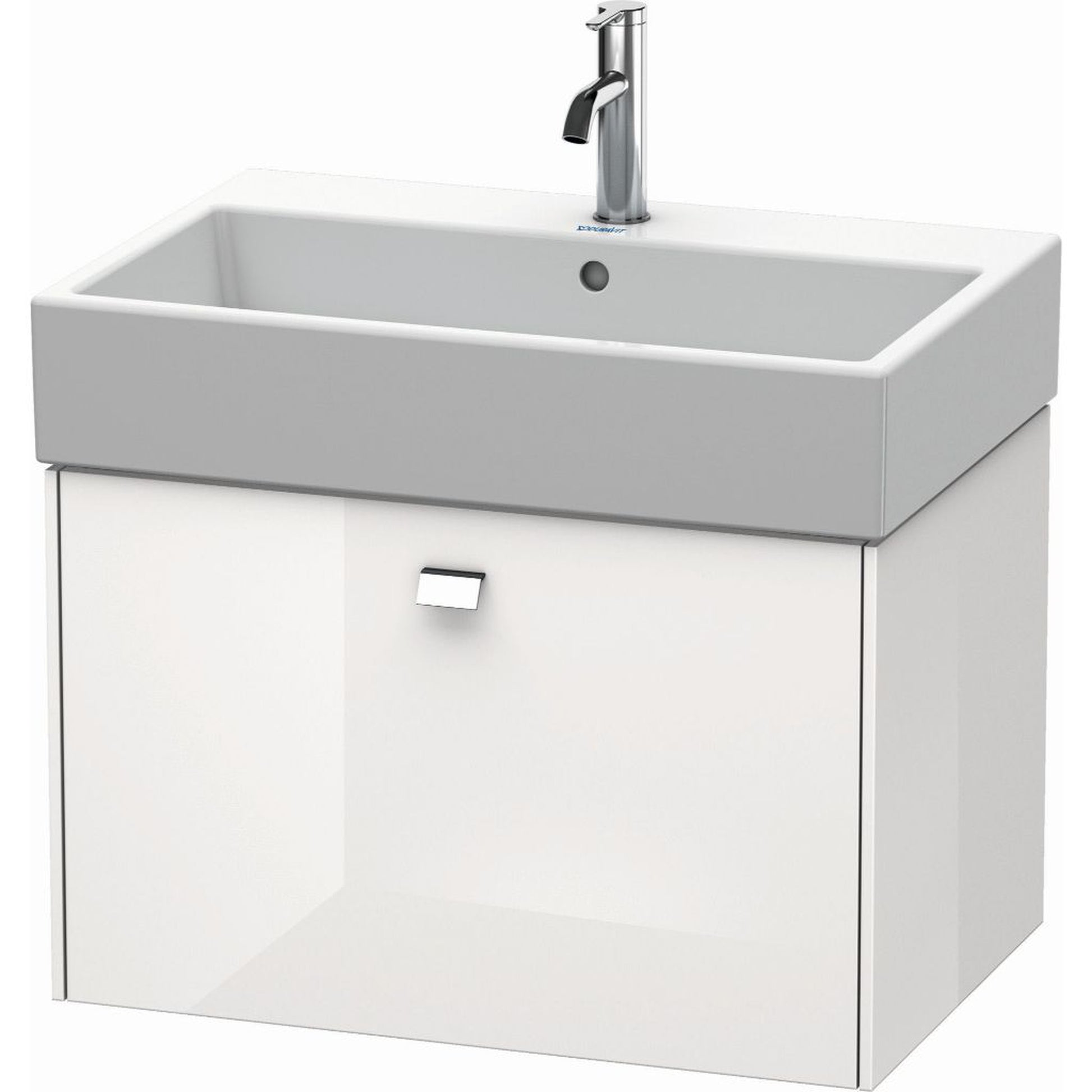 Duravit Brioso 27" x 17" x 18" One Drawer Wall-Mount Vanity Unit in White High Gloss and Chrome Handle