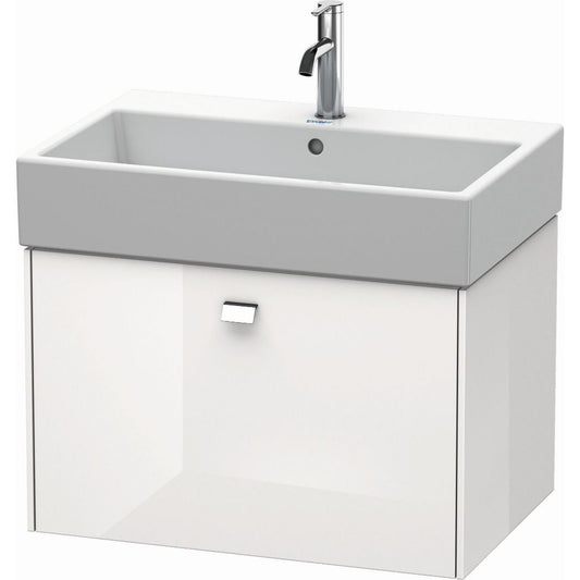 Duravit Brioso 27" x 17" x 18" One Drawer Wall-Mount Vanity Unit in White High Gloss and Chrome Handle