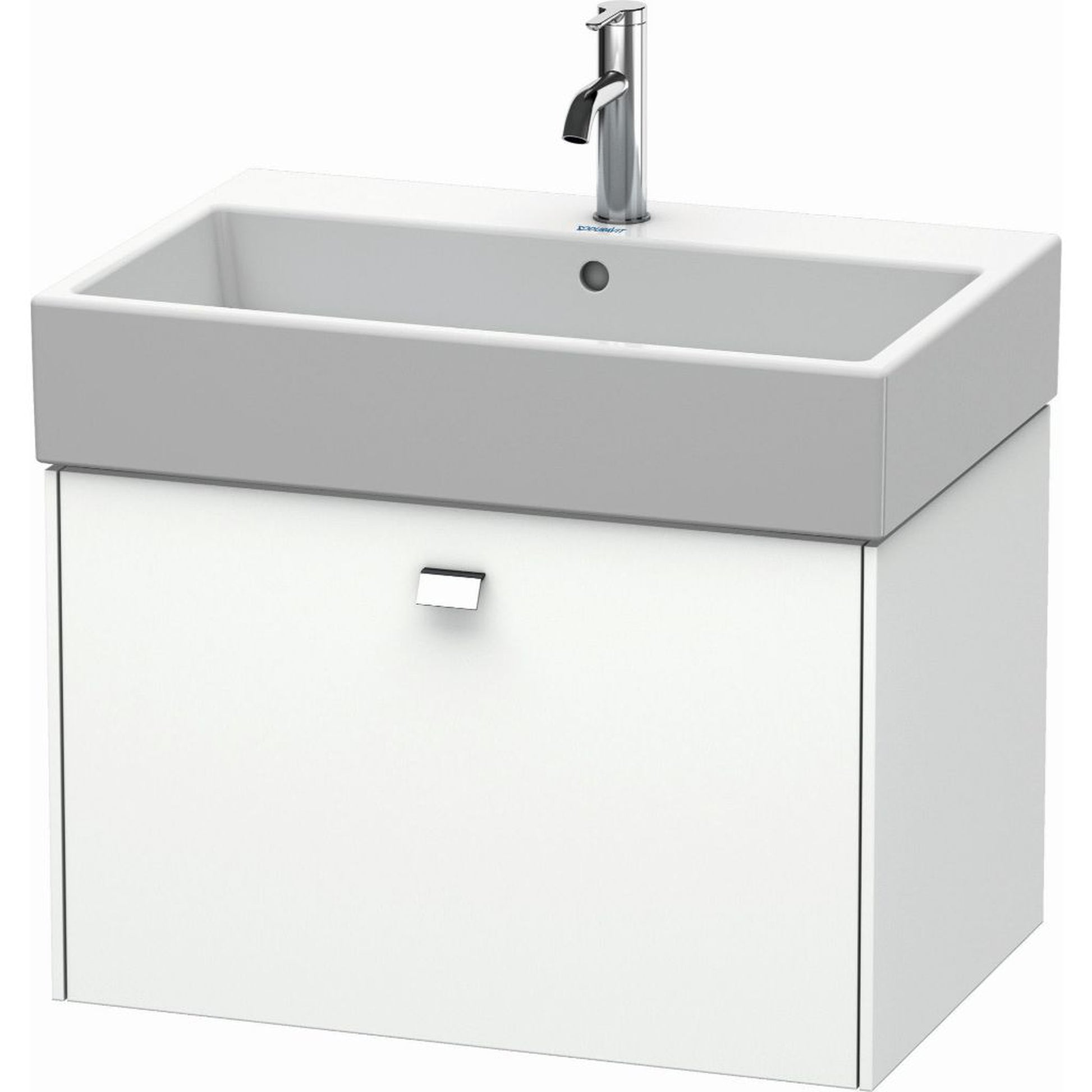 Duravit Brioso 27" x 17" x 18" One Drawer Wall-Mount Vanity Unit in White Matt and Chrome Handle