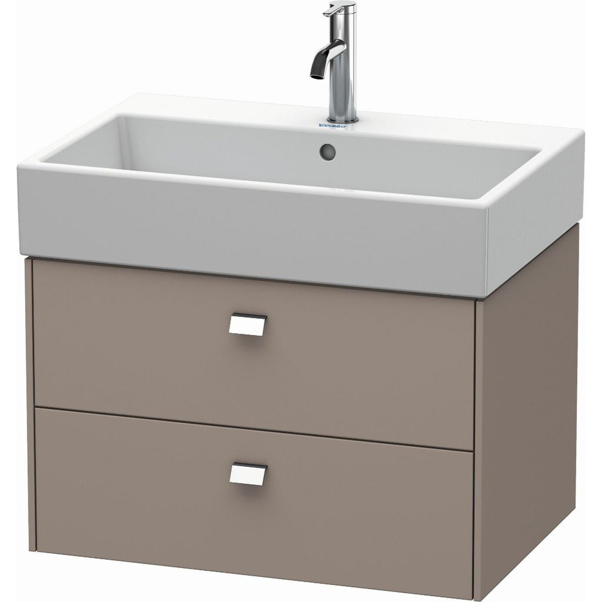 Duravit Brioso 27" x 17" x 18" Two Drawer Wall-Mount Vanity Unit in Basalt Matt and Chrome Handle