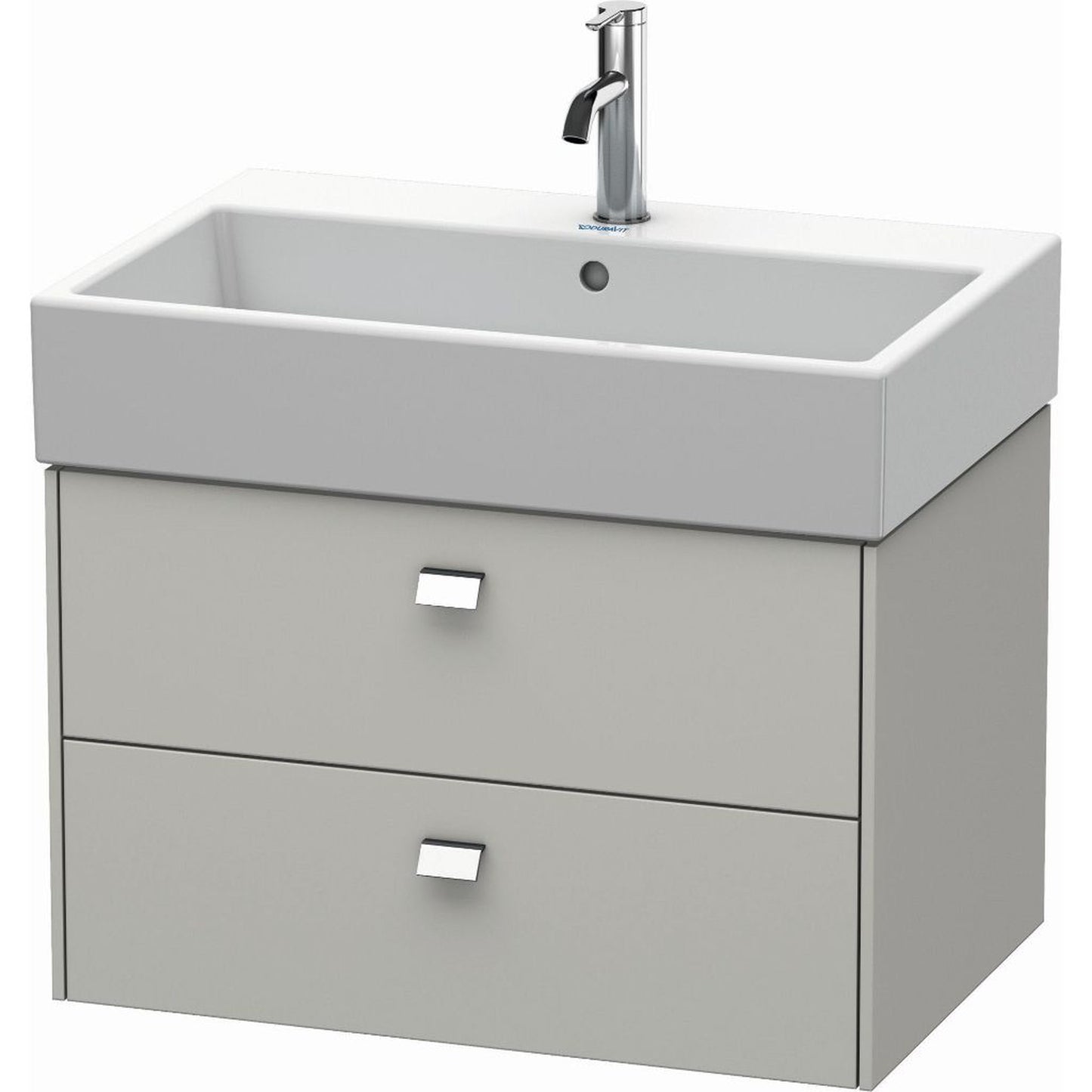 Duravit Brioso 27" x 17" x 18" Two Drawer Wall-Mount Vanity Unit in Concrete Grey Matt and Chrome Handle