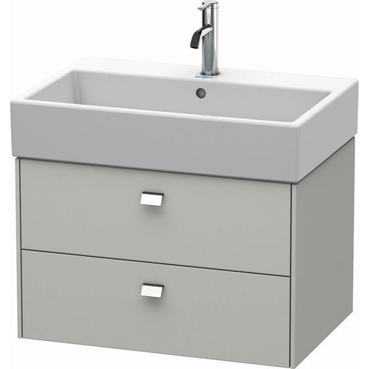 Duravit Brioso 27" x 17" x 18" Two Drawer Wall-Mount Vanity Unit in Concrete Grey Matt and Chrome Handle