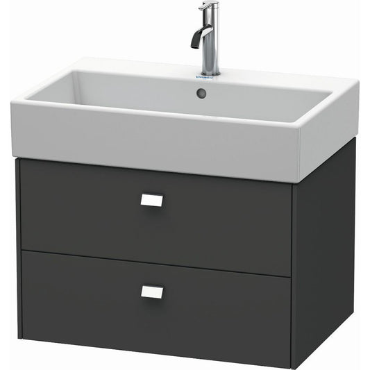 Duravit Brioso 27" x 17" x 18" Two Drawer Wall-Mount Vanity Unit in Graphite Matt and Chrome Handle