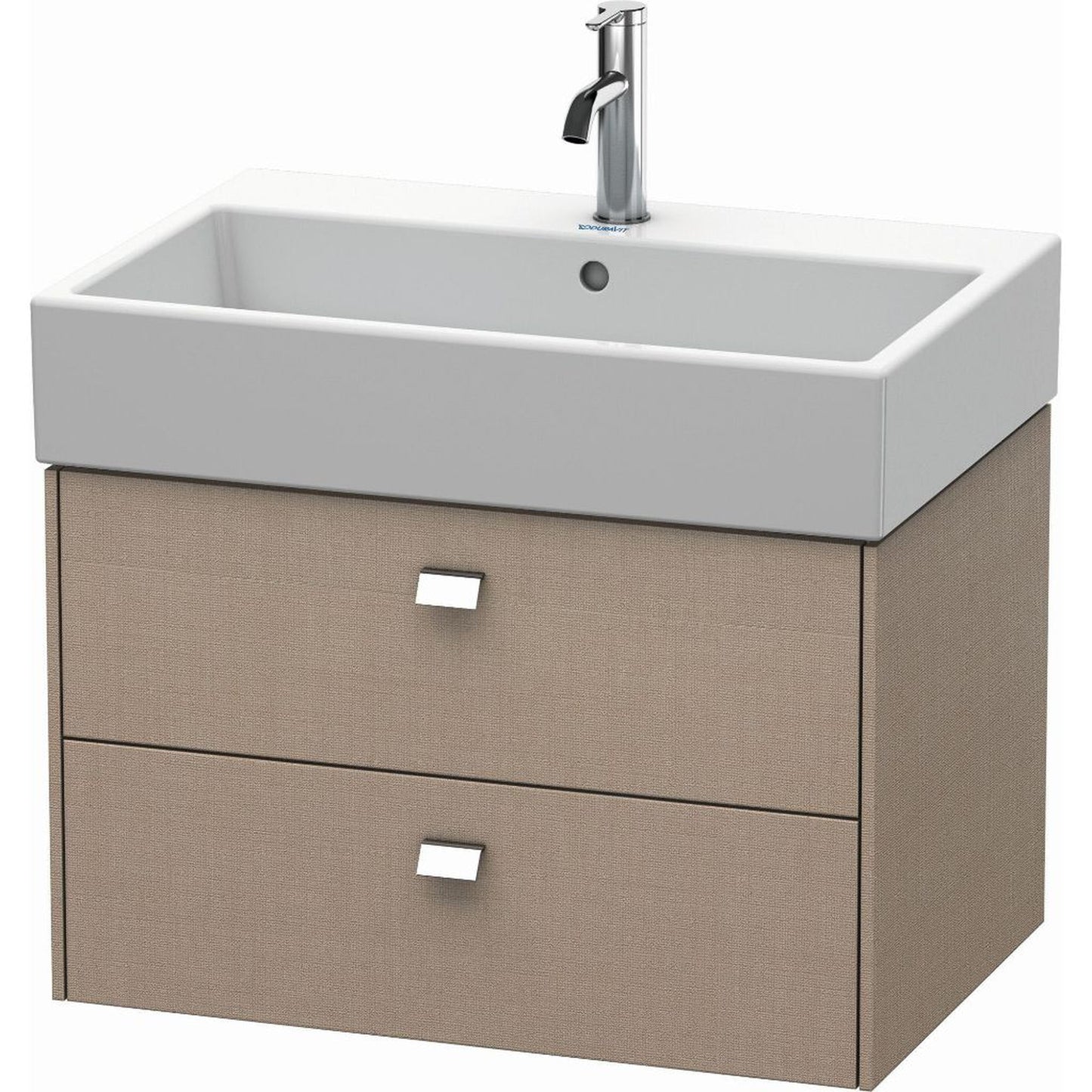 Duravit Brioso 27" x 17" x 18" Two Drawer Wall-Mount Vanity Unit in Linen and Chrome Handle