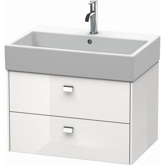 Duravit Brioso 27" x 17" x 18" Two Drawer Wall-Mount Vanity Unit in White High Gloss and Chrome Handle