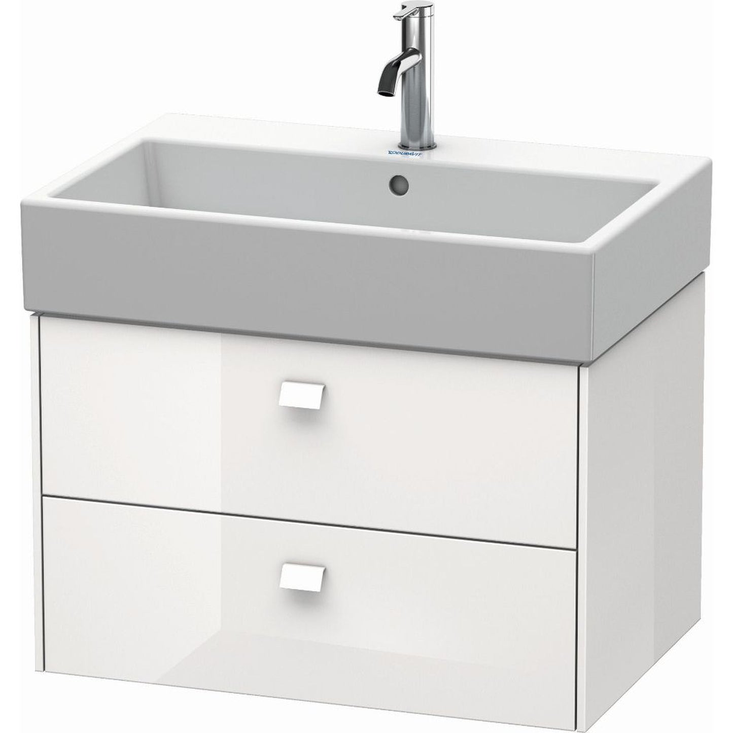 Duravit Brioso 27" x 17" x 18" Two Drawer Wall-Mount Vanity Unit in White High Gloss