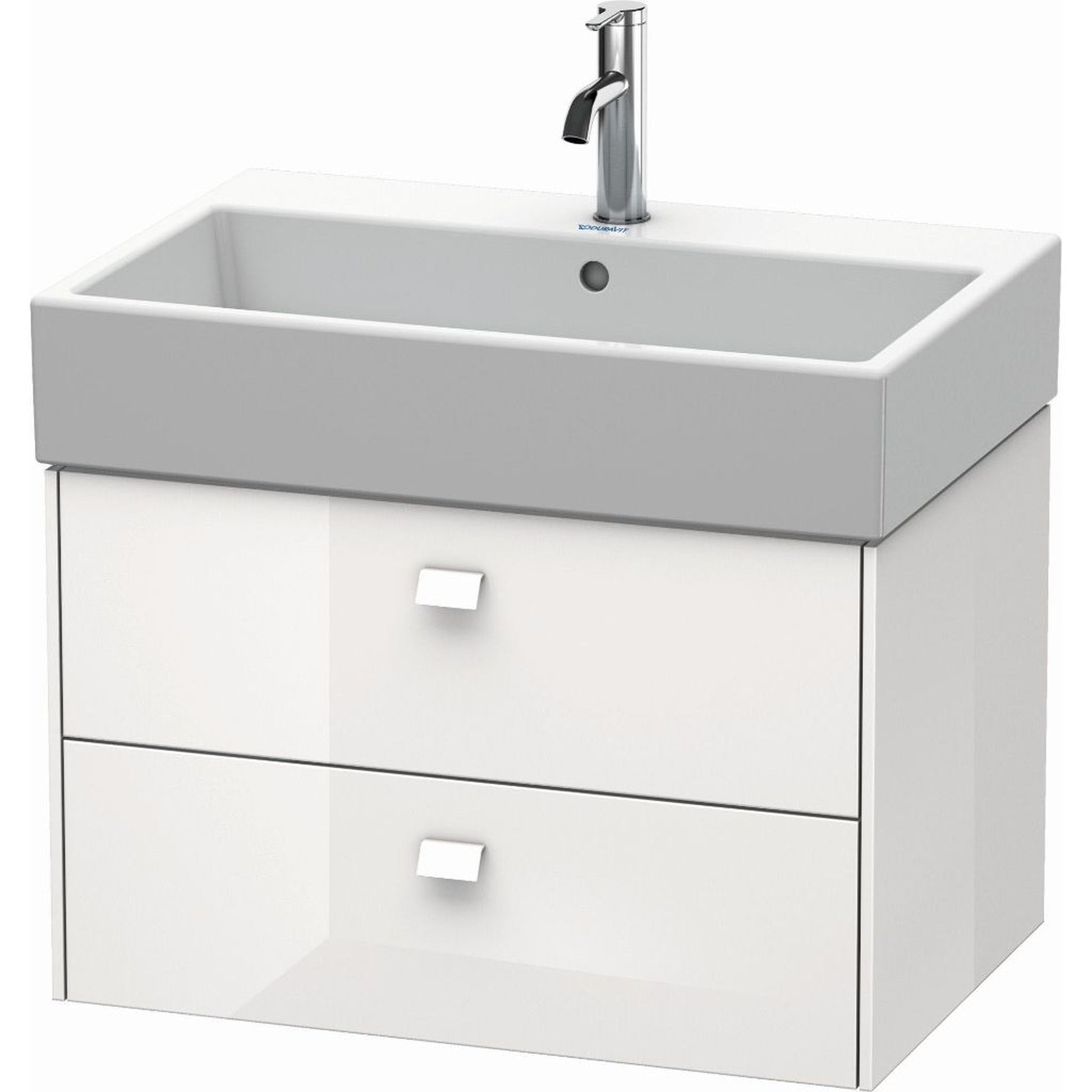 Duravit Brioso 27" x 17" x 18" Two Drawer Wall-Mount Vanity Unit in White High Gloss