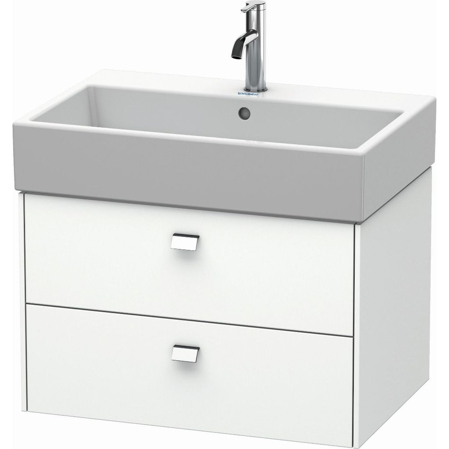 Duravit Brioso 27" x 17" x 18" Two Drawer Wall-Mount Vanity Unit in White Matt and Chrome Handle