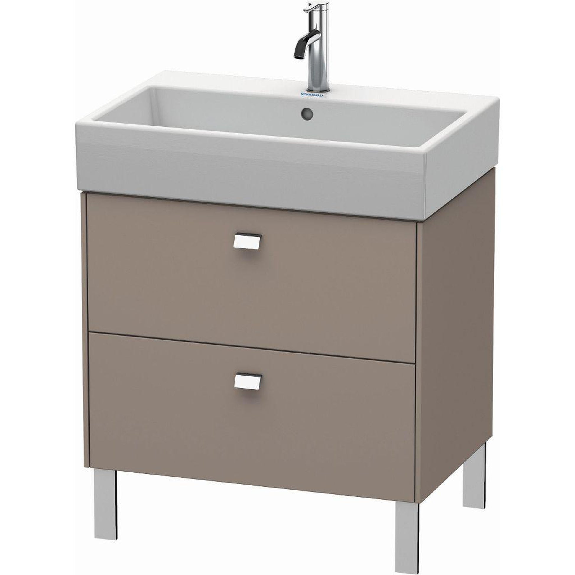 Duravit Brioso 27" x 22" x 18" Two Drawer Floor Standing Vanity Unit in Basalt Matt and Chrome Handle