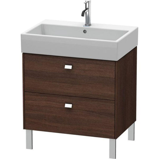 Duravit Brioso 27" x 22" x 18" Two Drawer Floor Standing Vanity Unit in Chestnut Dark and Chrome Handle