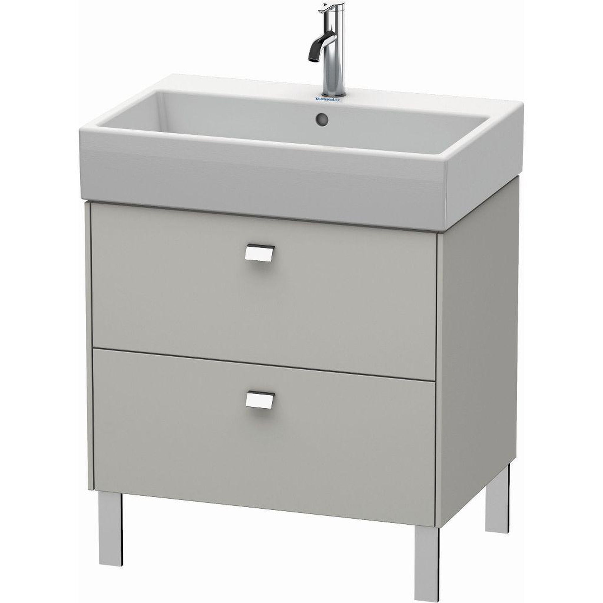 Duravit Brioso 27" x 22" x 18" Two Drawer Floor Standing Vanity Unit in Concrete Grey Matt and Chrome Handle