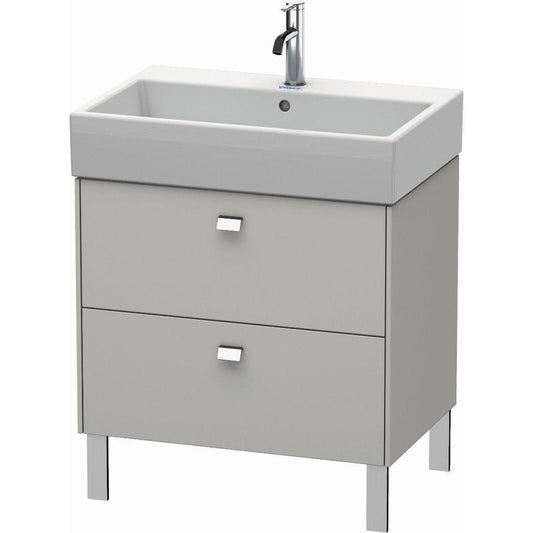 Duravit Brioso 27" x 22" x 18" Two Drawer Floor Standing Vanity Unit in Concrete Grey Matt and Chrome Handle