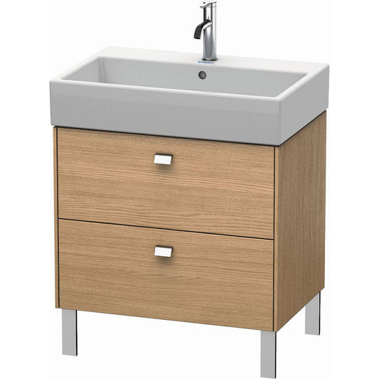 Duravit Brioso 27" x 22" x 18" Two Drawer Floor Standing Vanity Unit in European Oak and Chrome Handle