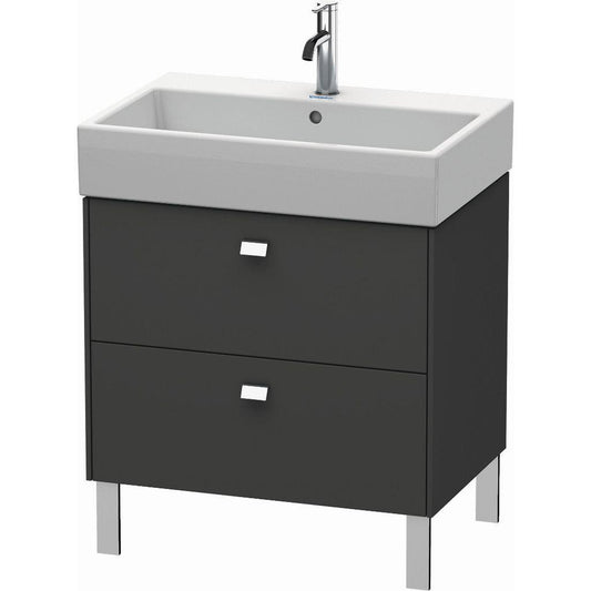 Duravit Brioso 27" x 22" x 18" Two Drawer Floor Standing Vanity Unit in Graphite Matt and Chrome Handle