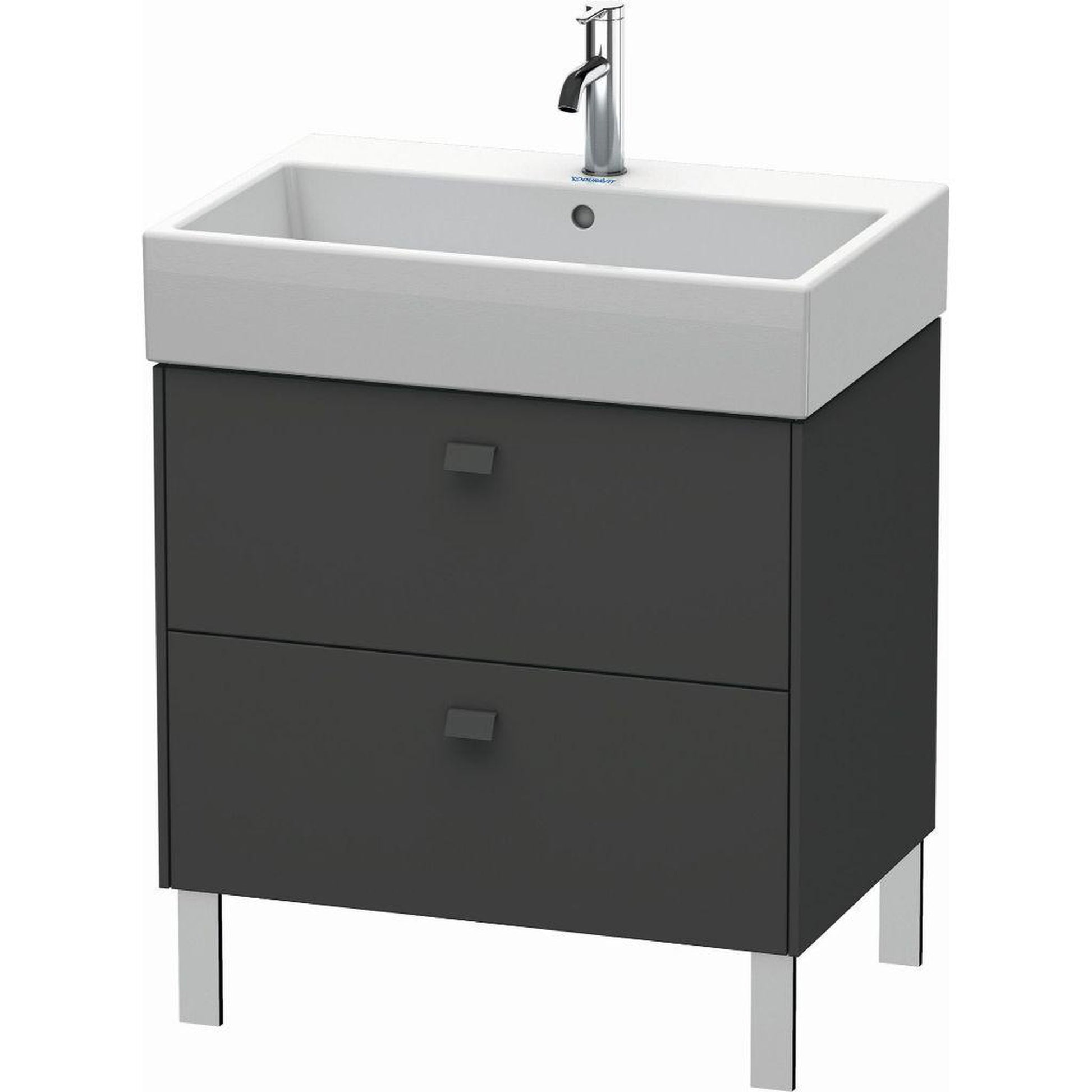 Duravit Brioso 27" x 22" x 18" Two Drawer Floor Standing Vanity Unit in Graphite Matt