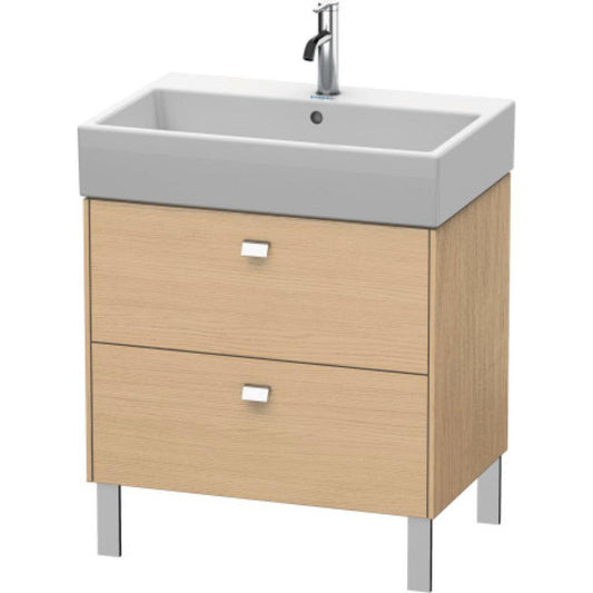 Duravit Brioso 27" x 22" x 18" Two Drawer Floor Standing Vanity Unit in Natural Oak and Chrome Handle