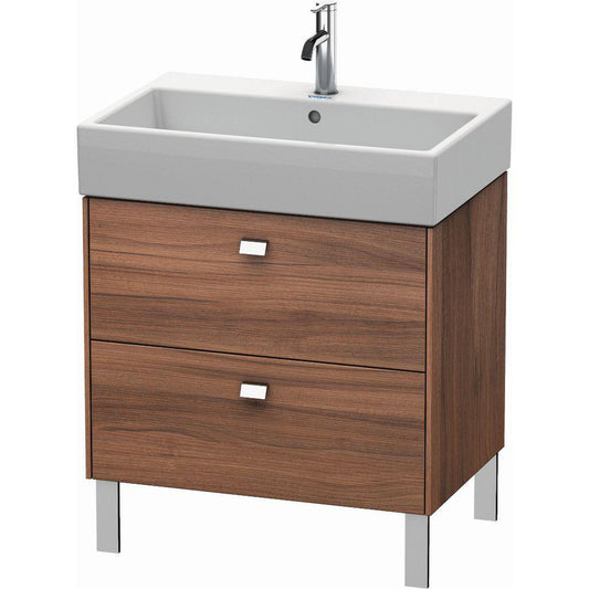Duravit Brioso 27" x 22" x 18" Two Drawer Floor Standing Vanity Unit in Natural Walnut and Chrome Handle
