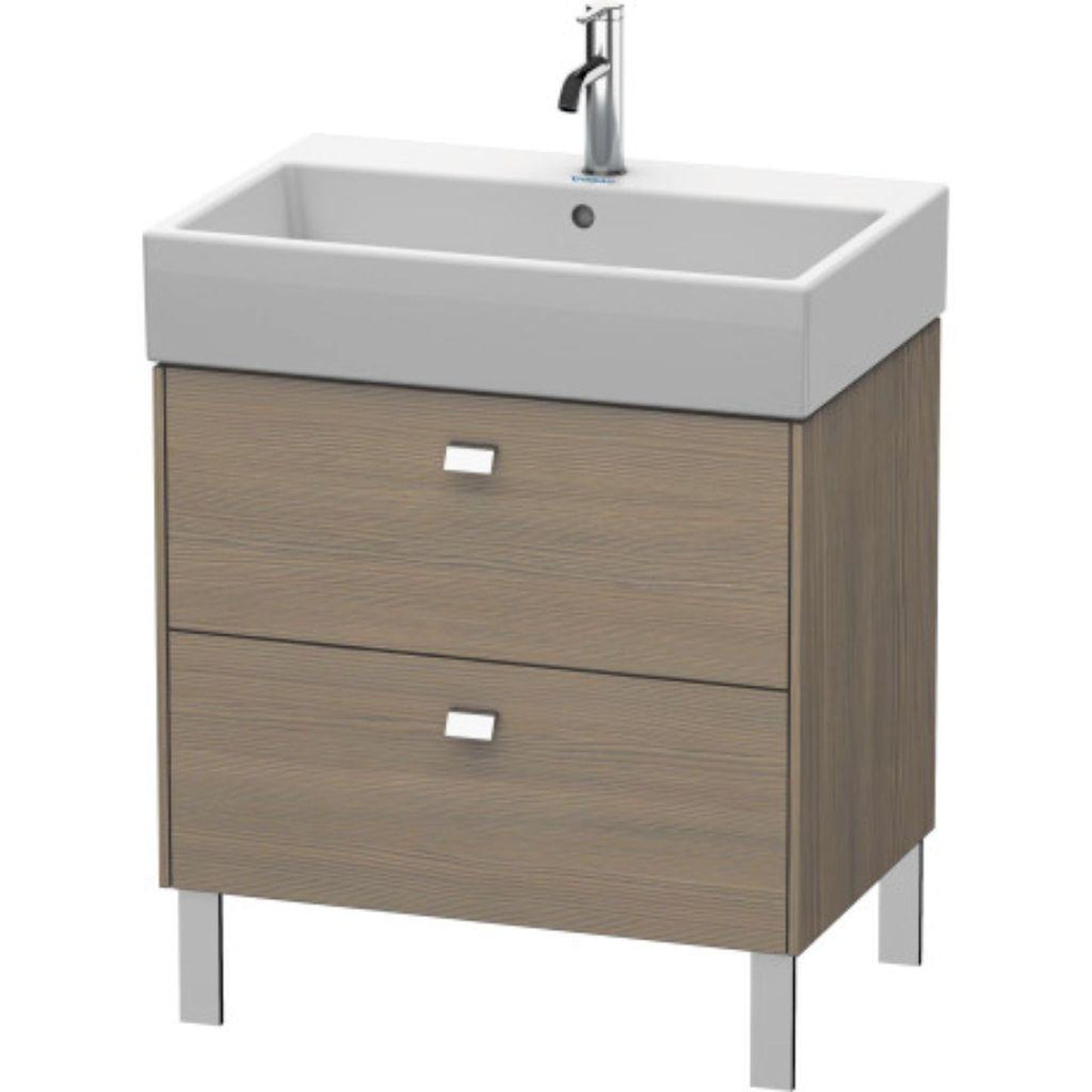Duravit Brioso 27" x 22" x 18" Two Drawer Floor Standing Vanity Unit in Oak Terra and Chrome Handle
