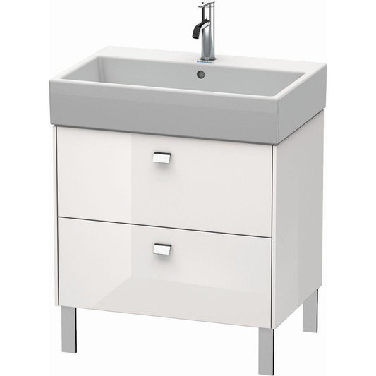 Duravit Brioso 27" x 22" x 18" Two Drawer Floor Standing Vanity Unit in White High Gloss and Chrome Handle