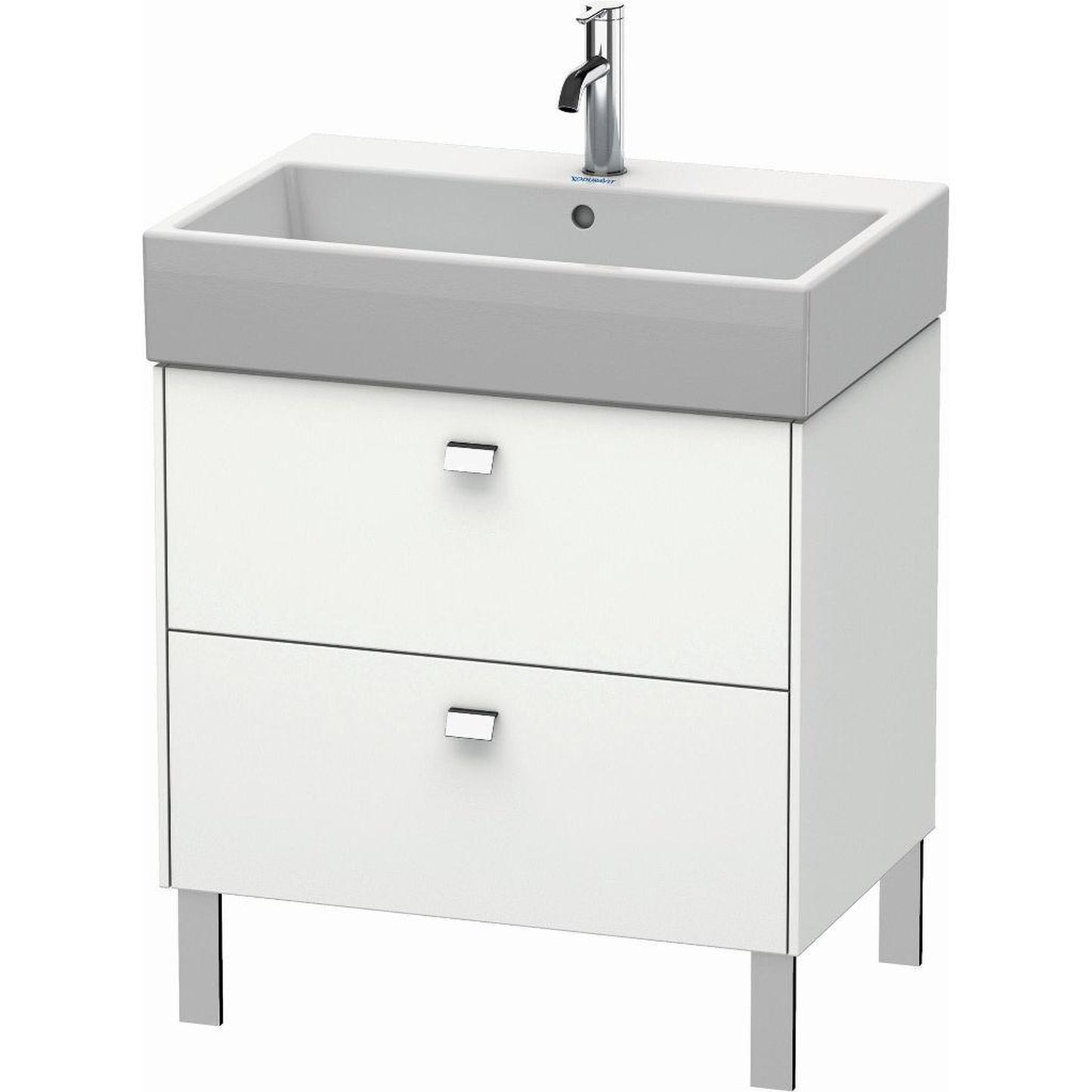 Duravit Brioso 27" x 22" x 18" Two Drawer Floor Standing Vanity Unit in White Matt and Chrome Handle