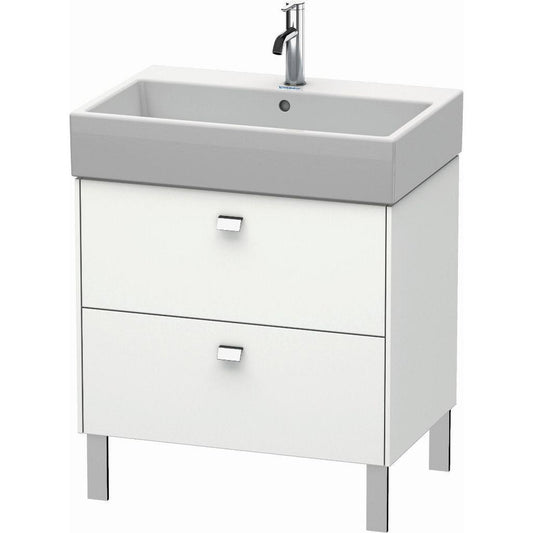 Duravit Brioso 27" x 22" x 18" Two Drawer Floor Standing Vanity Unit in White Matt and Chrome Handle
