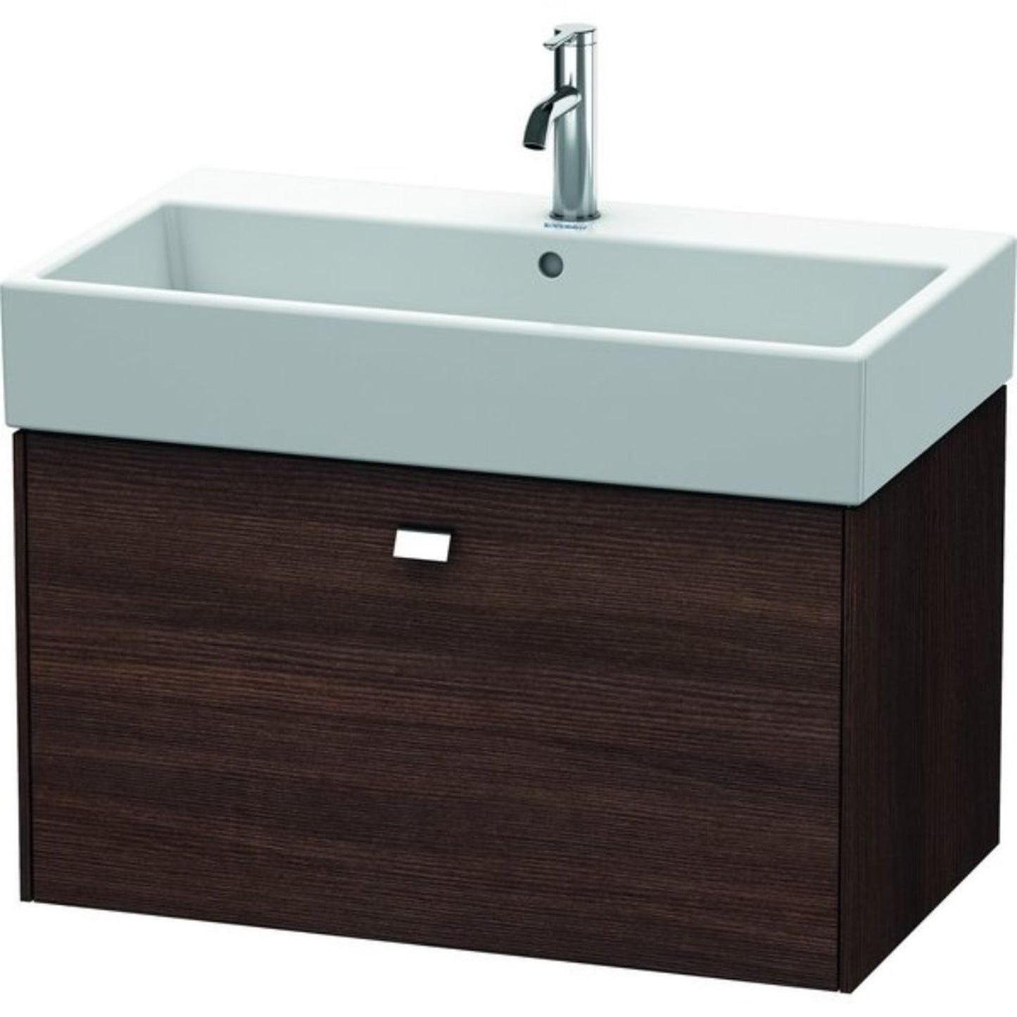 Duravit Brioso 31" x 17" x 18" One Drawer Wall-Mount Vanity Unit in Chestnut Dark and Chrome Handle