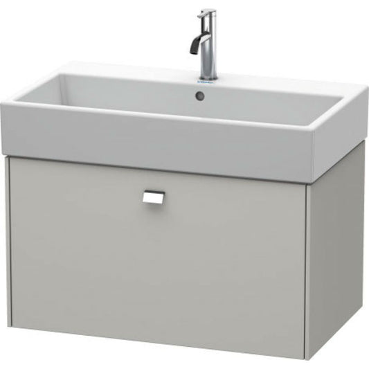 Duravit Brioso 31" x 17" x 18" One Drawer Wall-Mount Vanity Unit in Concrete Grey Matt and Chrome Handle