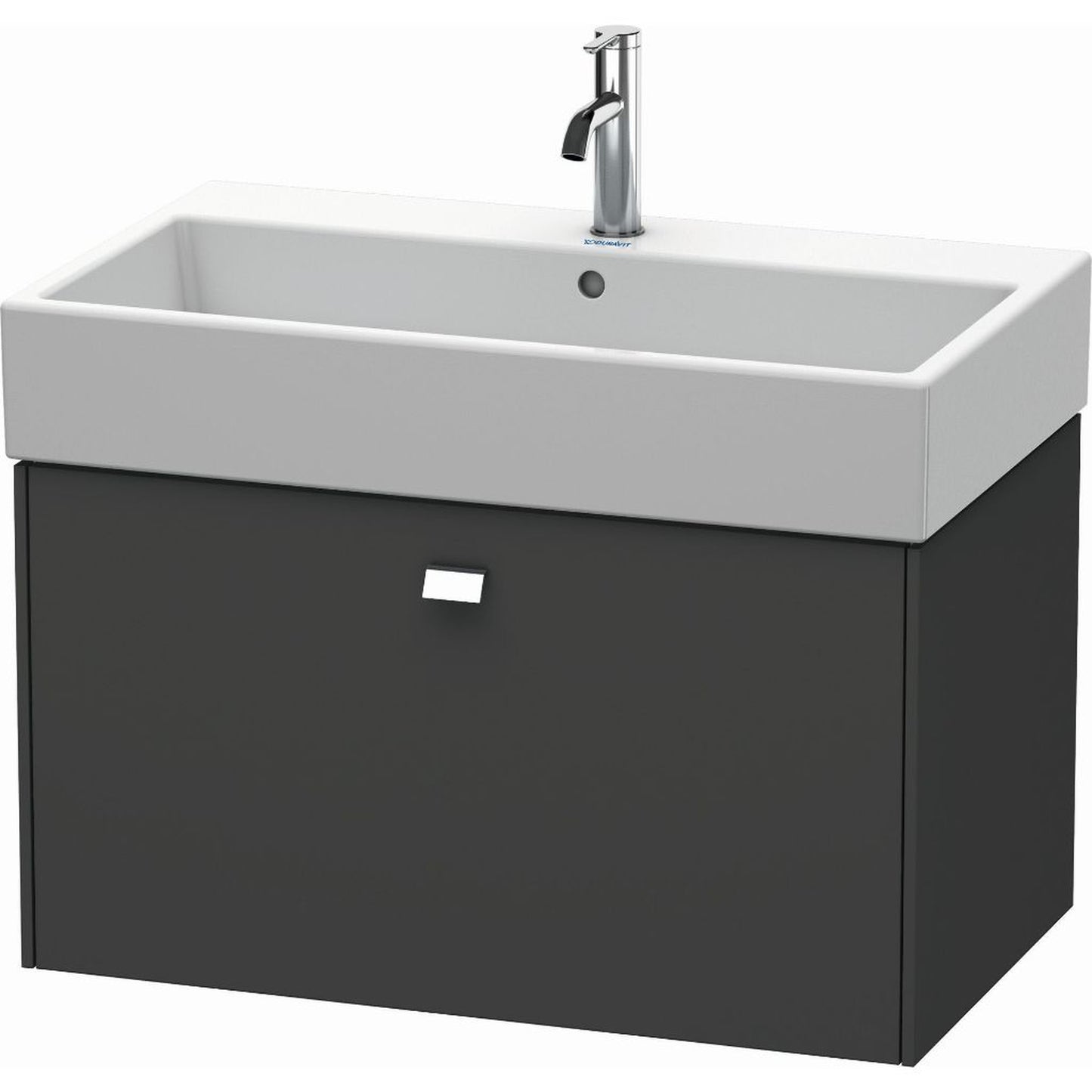 Duravit Brioso 31" x 17" x 18" One Drawer Wall-Mount Vanity Unit in Graphite Matt and Chrome Handle