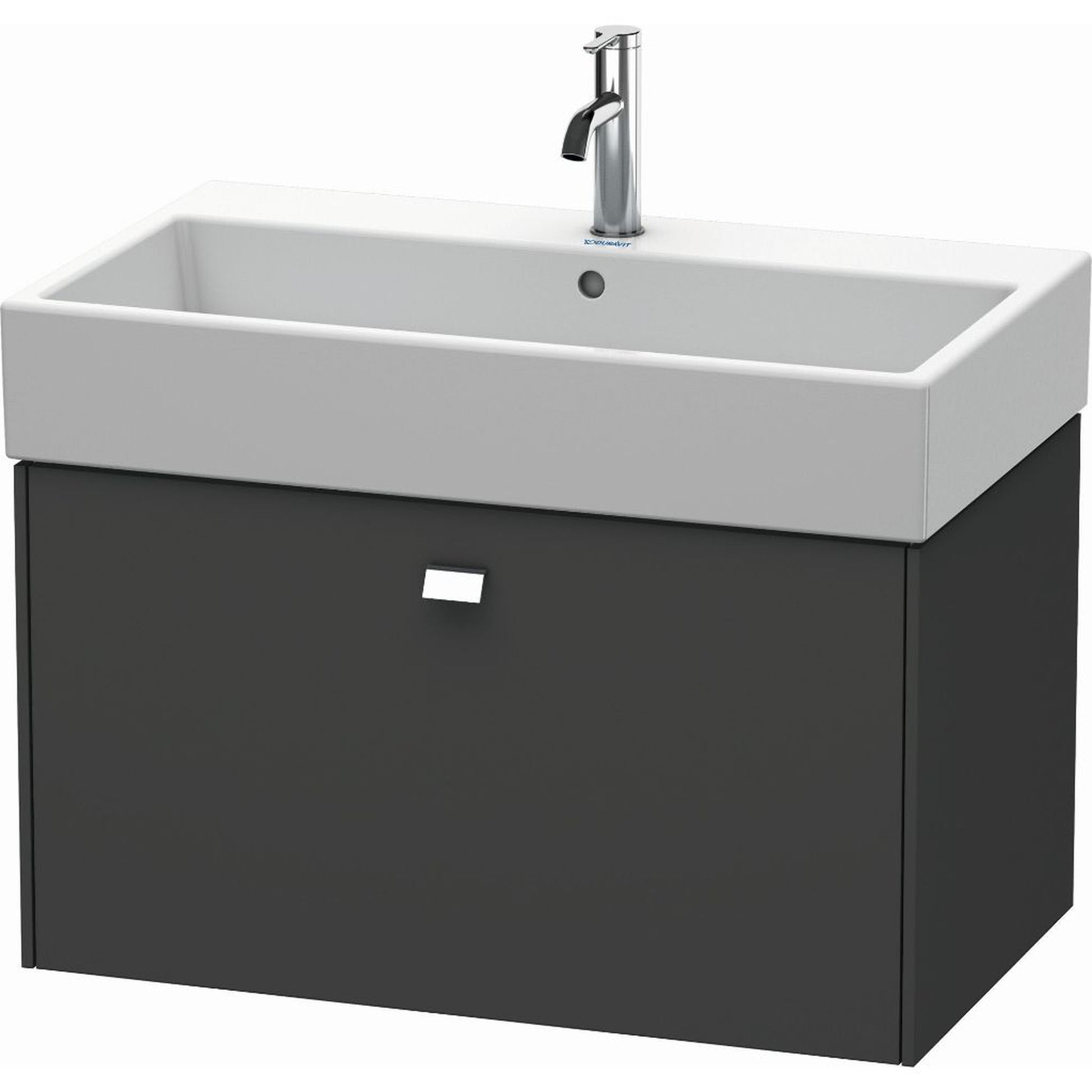 Duravit Brioso 31" x 17" x 18" One Drawer Wall-Mount Vanity Unit in Graphite Matt and Chrome Handle