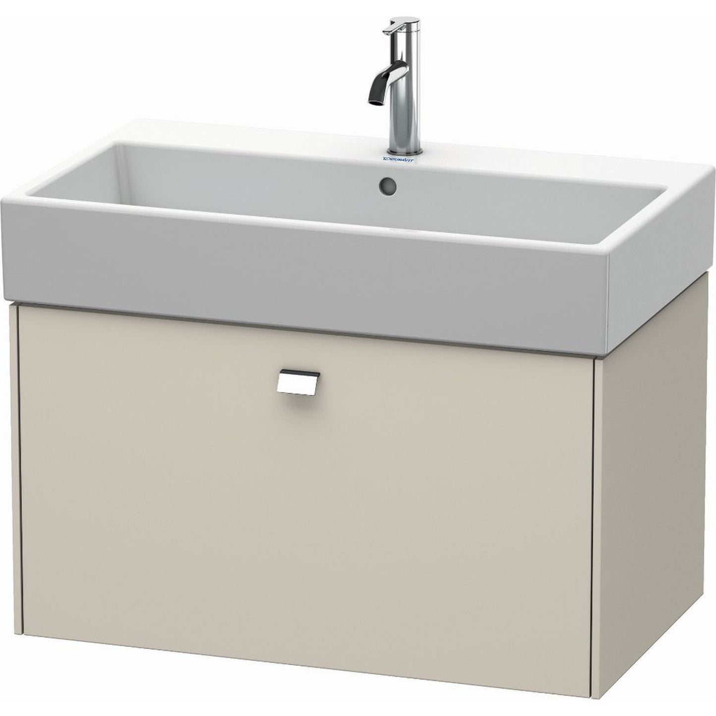 Duravit Brioso 31" x 17" x 18" One Drawer Wall-Mount Vanity Unit in Taupe and Chrome Handle