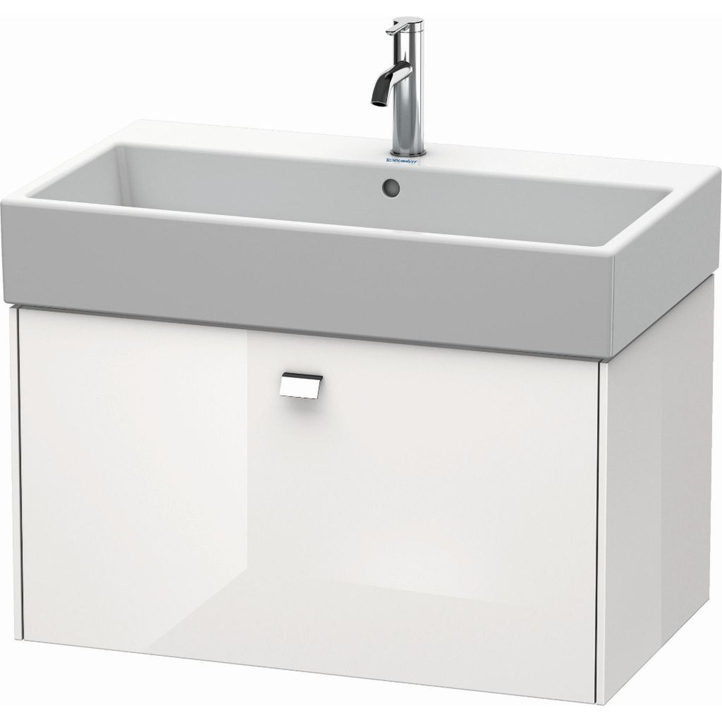 Duravit Brioso 31" x 17" x 18" One Drawer Wall-Mount Vanity Unit in White High Gloss and Chrome Handle