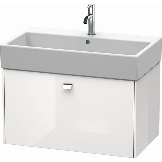 Duravit Brioso 31" x 17" x 18" One Drawer Wall-Mount Vanity Unit in White High Gloss and Chrome Handle