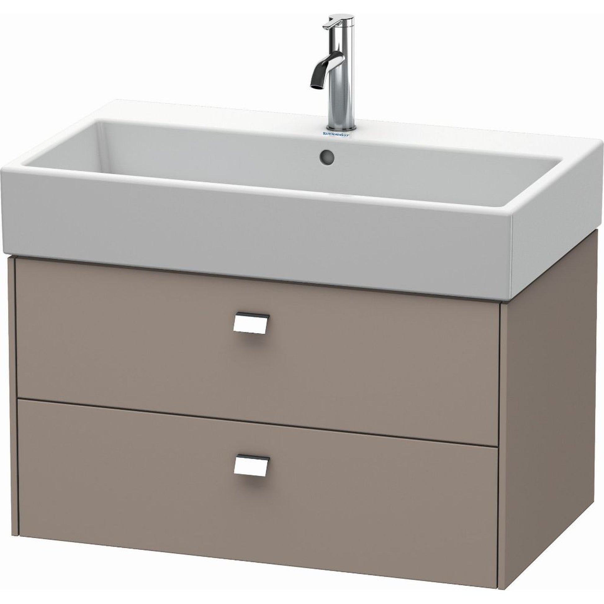 Duravit Brioso 31" x 17" x 18" Two Drawer Wall-Mount Vanity Unit in Basalt Matt and Chrome Handle