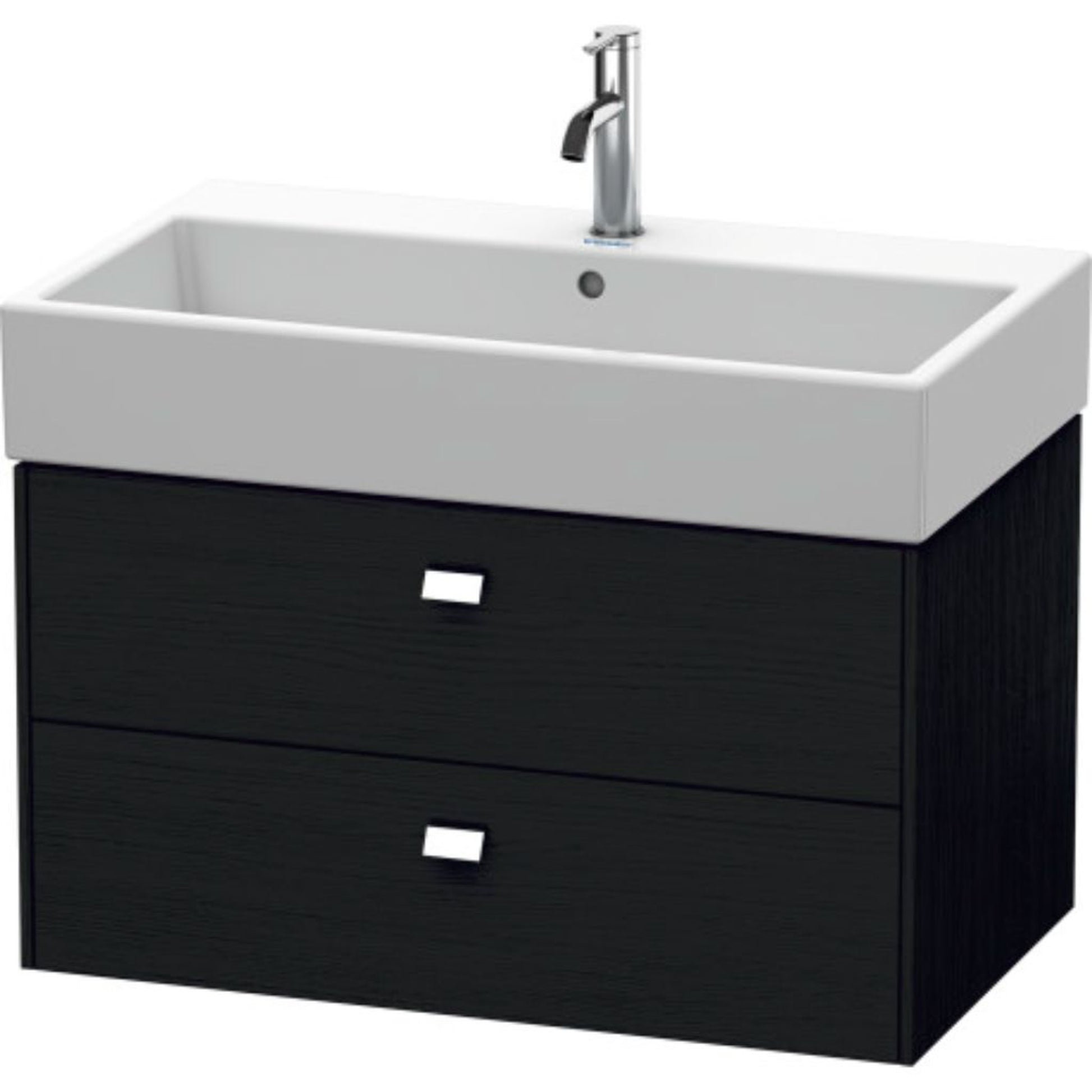 Duravit Brioso 31" x 17" x 18" Two Drawer Wall-Mount Vanity Unit in Black Oak and Chrome Handle