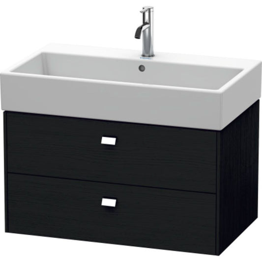 Duravit Brioso 31" x 17" x 18" Two Drawer Wall-Mount Vanity Unit in Black Oak and Chrome Handle
