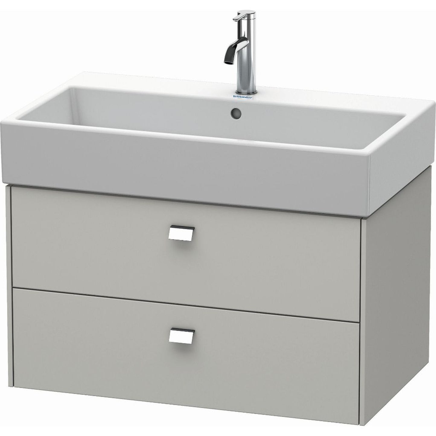 Duravit Brioso 31" x 17" x 18" Two Drawer Wall-Mount Vanity Unit in Concrete Grey Matt and Chrome Handle