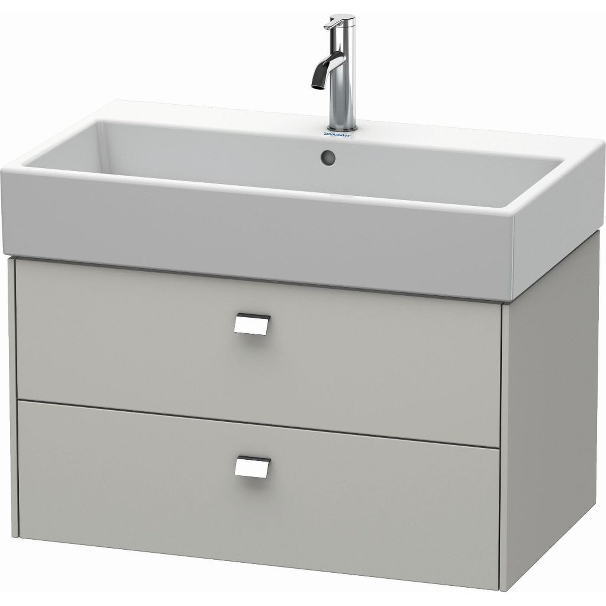 Duravit Brioso 31" x 17" x 18" Two Drawer Wall-Mount Vanity Unit in Concrete Grey Matt and Chrome Handle