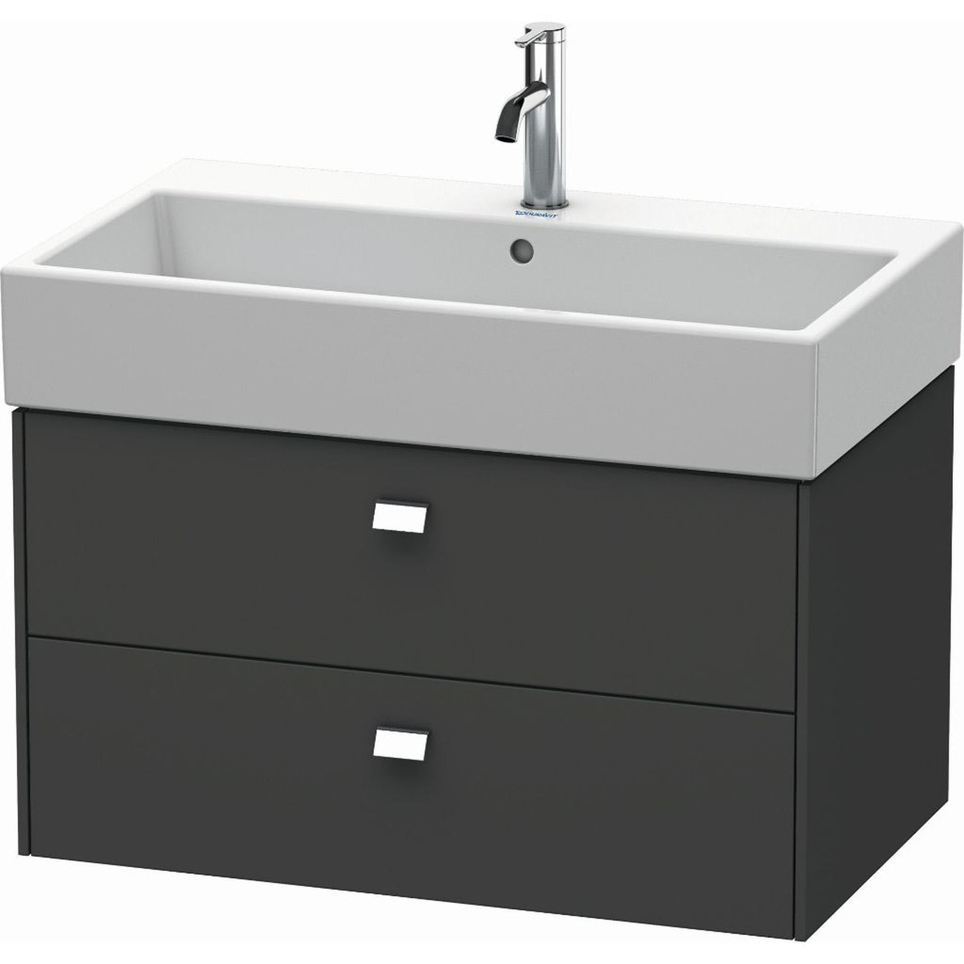 Duravit Brioso 31" x 17" x 18" Two Drawer Wall-Mount Vanity Unit in Graphite Matt and Chrome Handle
