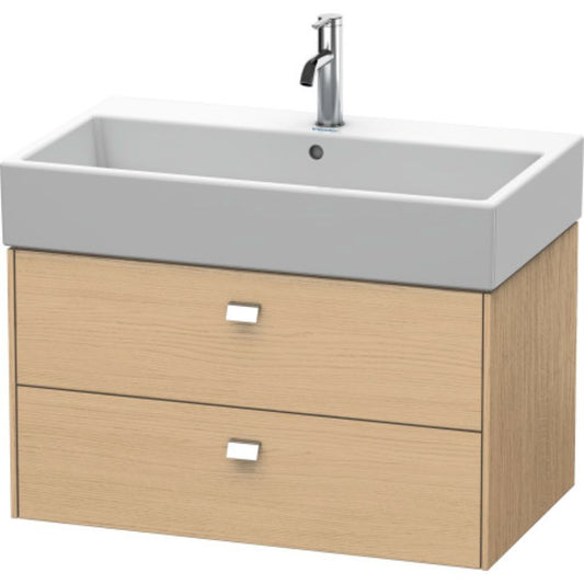 Duravit Brioso 31" x 17" x 18" Two Drawer Wall-Mount Vanity Unit in Natural Oak and Chrome Handle
