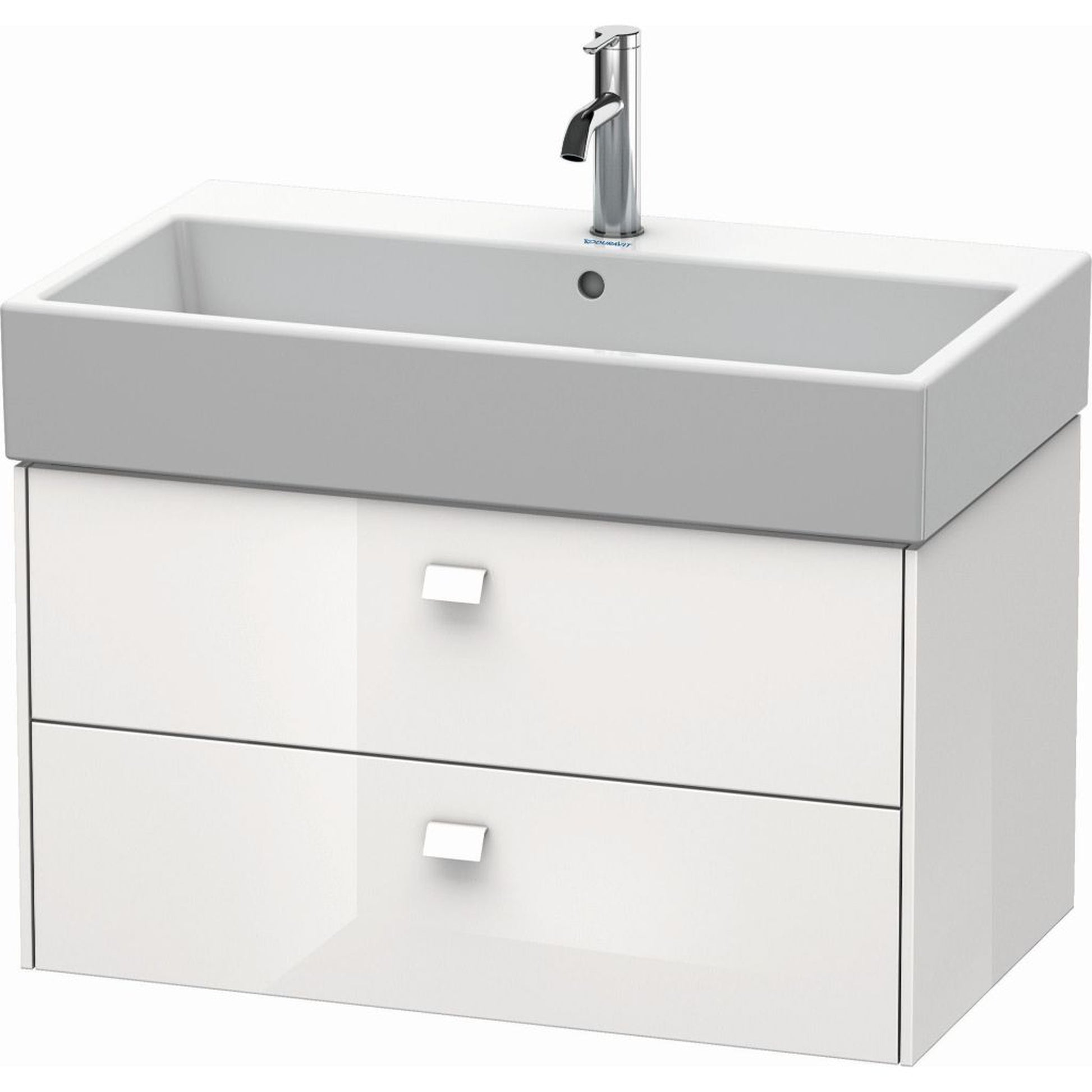 Duravit Brioso 31" x 17" x 18" Two Drawer Wall-Mount Vanity Unit in White High Gloss